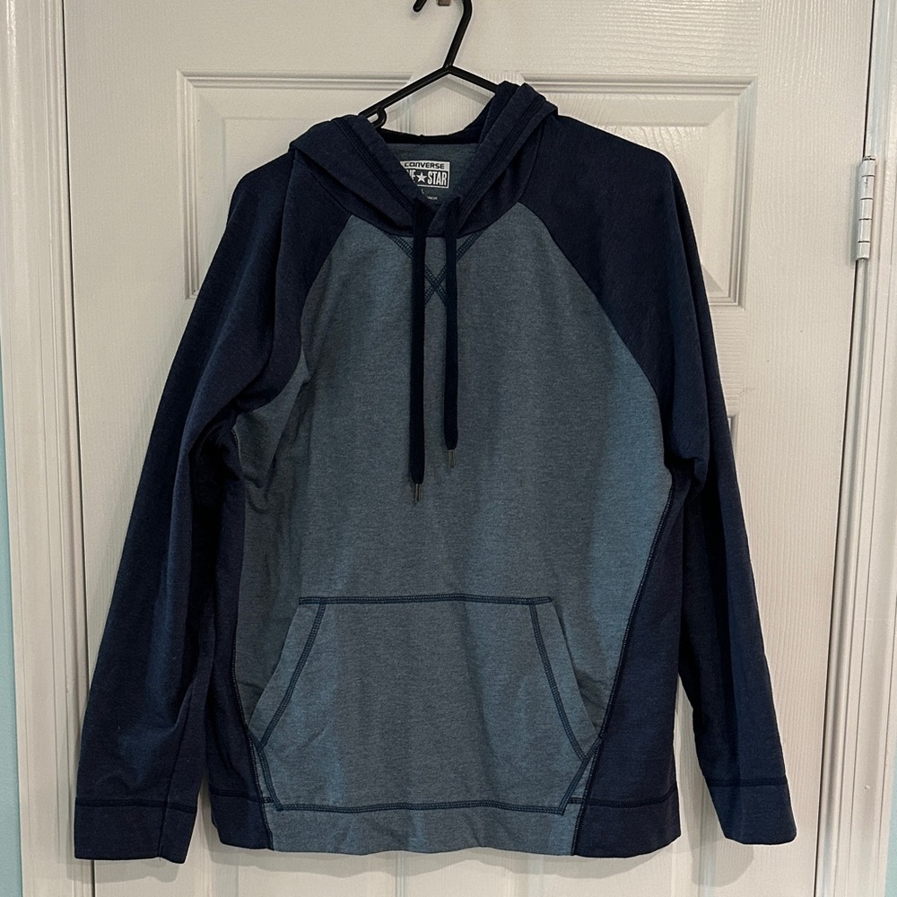 Converse Men's Two Tone Blue Hoodie Large